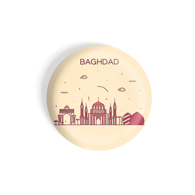 dhcrafts Round Fridge Magnet Brown Color Baghdad Glossy Finish Design Pack of 1 (58 mm)